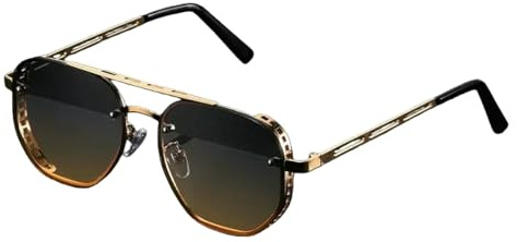 LSQBDFC Sonnenbrille Männer Fahren Vintage Steampunk Quadratische Metallrahmen Mit Federscharniere Frauen Okular Uv400 Gläser-01