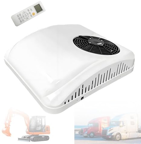 LwiftGal Climatiseur De Toit 12v/24v pour Camping-Car, Unité De Climatisation Universelle, Climatiseur Silencieux pour Fourgon, Camion, Remorque, Caravane, Tracteur OnlyCooling-12V