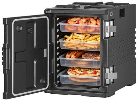 VEVOR Contenitore Termico Isolante per Alimenti, Scatola Trasporto Alimenti Isolante 900 L con Ruote Piroettanti Acciaio Inox 304, Contenitore Termico Impilabile in LLDPE per Catering Hotel Bevande