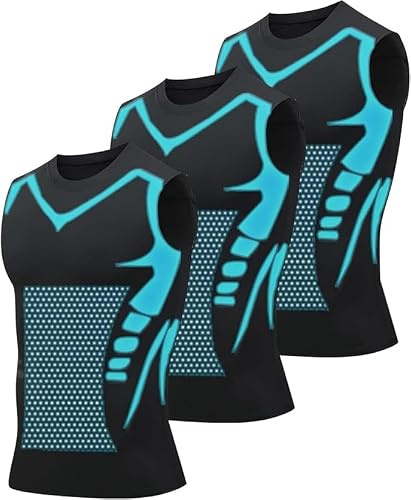 Lot de 3 Gilet Modelant Ionique Nouvelle Édition, Matière Soie Glacée Ultra Respirante Conçue pour Les Hommes Recherchant Le Corps Parfait,Débardeur de Compression Homme