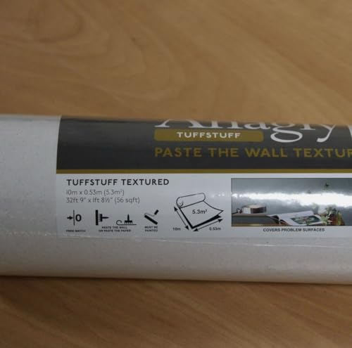 WPE® Anaglypta Paste The Wall Wallpaper, Textured Lining Paper, Paintable Wall Covering, Embossed Decorative Wallpaper for Walls & Ceilings (1)