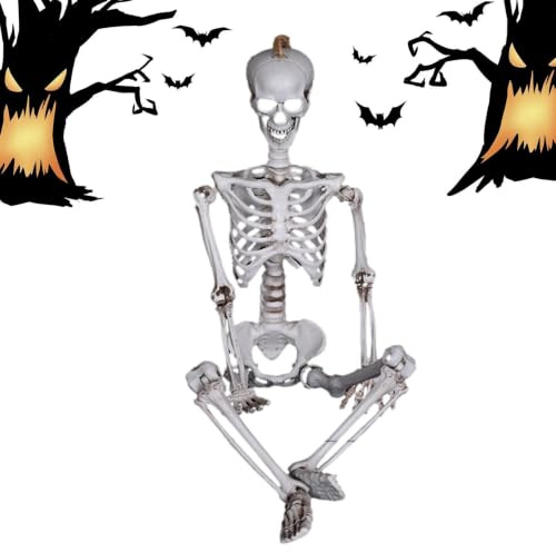Générique Skelett-Statue, Dekoration, saisonale Szene, aus Kunstharz, mit Gelenken | Dekofigur Skelett Geist Halloween für Garten, Veranda, Rasen, Spukhaus, Abend, Kino, Party, Besitzer