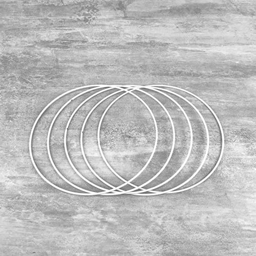 Lot de 5 Cercles métalliques Blanc diamètre 18 cm pour Abat-Jour, Anneaux epoxy Attrape rêves