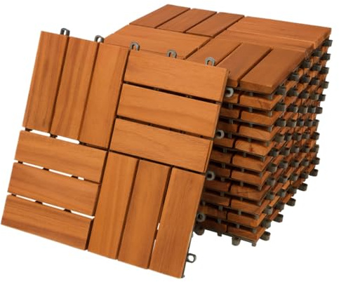 11x Dalles de terrasse en bois d'acacia 1m² Dalle clipsable 30x30cm Revêtement de sol extérieur terrasse jardin