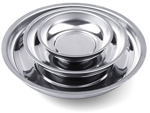 HORUSDY Magnetic Tray | 3-Piece | Round Magnetic Parts Tray | 3 Inch 4 Inch 6 Inch Magnetic Tray for Mechanic's | Stainless Steel