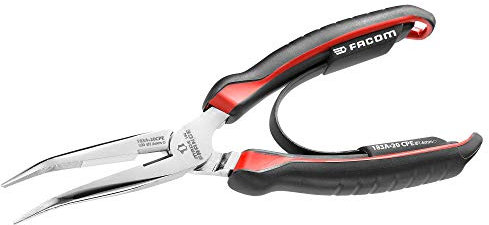 FACOM 183A.20CPE Pince demi-ronde bec long effilé, Rouge/Noir, 200 mm