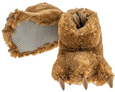 Lazy One Animal Paw Slippers for Kids and Adults, Fun Costume for Kids, Cozy Furry Slippers, Bear, Monster (Brown, X-Small)