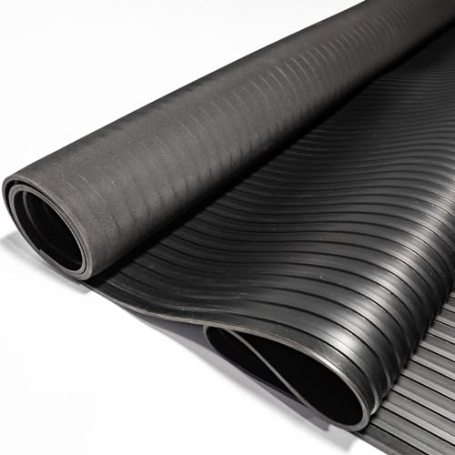 Breitriefen-Gummimatte Breitriefenmatte Schutzmatte Bodenmatte Breitriefen Gummiläufer 100cm Breit 3mm stark Schwarz 140 x 100cm