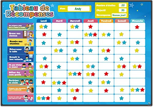 Smart Panda Tableau de Récompenses pour Enfants – Tableau Magnétique pour Inspirer Un Bon Comportement – pour Garçons et Filles avec 80+ Tâches et 300 Etoiles – Nouvelle Version, en Français