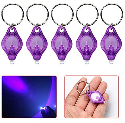 2/5 Pack Mini LED Flashlight UV Money Checker Keychain Key Ring Light Torch LED Money Detector Light, 7 Colors