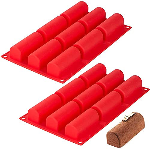 QSXX Silikon Dessertform, Süßigkeiten und Schokoladenkuchenform Muster, Dessert Backform 3D zylindrische Form, Mousse Kuchenform mit 9 Hohlräumen (2 Stück)