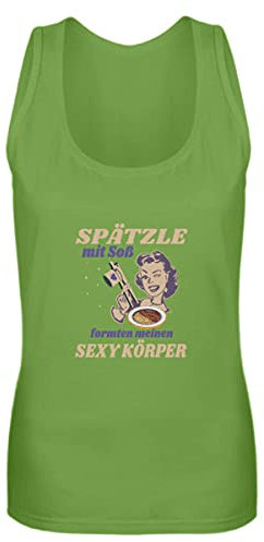 Spätzle avec sauce – Proverbes souabes – Cadeaux de souabe – Débardeur pour femme, vert lime, M