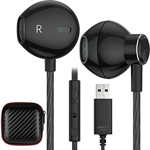 Cuffie USB per Computer 2.5M,ACAGET PC Gaming Cuffie con Filo Stereo HiFi Semi In Ear Auricolari PC con Microfono Cancellazione del Rumore Controllo del Volume per PS 4/5/Mac/Laptop/Chromebook/Windows