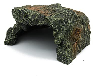 JIHAQUA Reptile Rock Hide Cave, Aquarium Habitat Decor Rock Tortoise Hideout for Lizards, Turtles, Reptiles, Amphibians, Fish