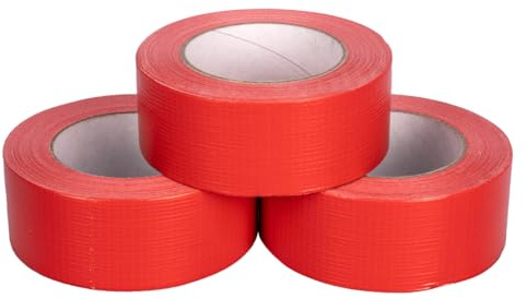 verpacking Premium Panzertape 50 m x 48 mm Rot Gewebeband Gaffa Tape Reparaturband hohe Klebekraft Klebeband mit Naturkautschuk-Kleber (3 St??ck)