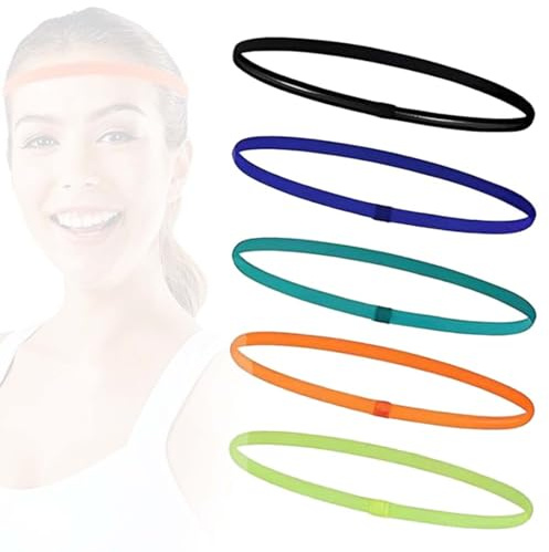SULIUDAJI Fascia Sportiva Capelli Bambino 5 Pz Cerchietto Sportivo Sottile Sportive Fascette Antiscivolo Sport Fasce Elastiche per Donna Jogging Running Calcio Allenarsi Yoga