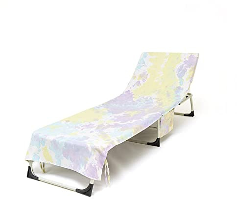 Morbuy Beach Chair Cover Towel, Tie Dye Beach Towel Lounger Bags with Pockets Sunbed Towels Fitted Microfiber Sun Lounger Towels for Summer Outdoor Garden Pool Vacation (lavender purple,75x215cm)
