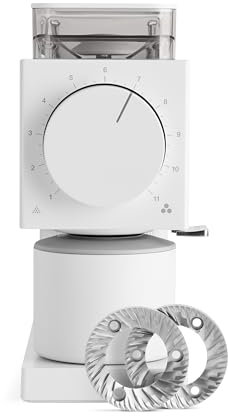 Fellow Molinillo de café eléctrico Gen 2 Ode Burr con 31 ajustes para goteo, prensa francesa y infusión en frío, molinillo eléctrico de huella pequeña, blanco mate