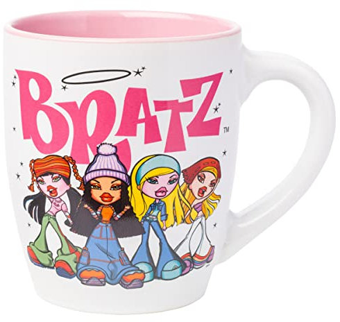 Silver Buffalo Bratz Logo and Group Jumbo Curved Ceramic Mug, 25 Ounce