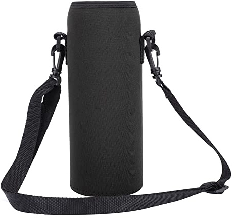Vattenfodral med Axelrem,Flaskskydd Flaskskydd Bärare Neopren Utomhus 1000 Ml Vattenflaska Isolerat Lock Neopren Bärväska Påse med Rem Blå (Svart)