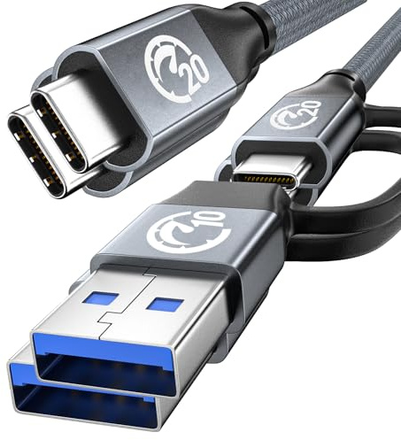 UseBean Câble USB C 240W [2M Lot de 2], PD 3.1 Charge Rapide USB 3.2 Gen 2 | Câble USB A/C to USB-C, Data Sync à 20Gbps 4K@60Hz, Type C Chargeur pour iPhone 17 16, MacBook Pro/Air, Galaxy S26 S25