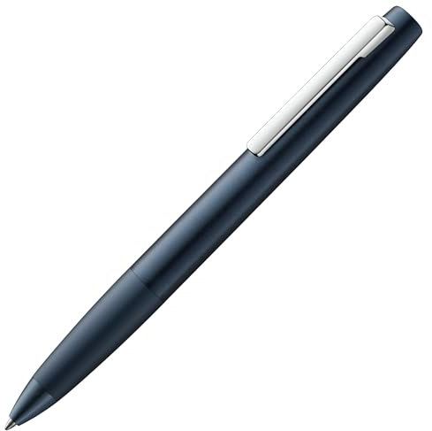 LAMY aion Kugelschreiber 277- Einzigartiger Kuli aus Aluminium in der Farbe dunkelblau, seidenmatt mit Drehmechanik- Mit Großraummine- Strichbreite M