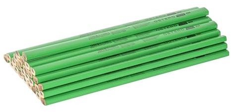 MiG-met - Maurerbleistifte - Bleistift Baustelle - 100 Stück Set - Flache Bleistifte - Länge 240 mm - Gehäusefarbe: Grün - Härte 4H - Bleistift OLO2111