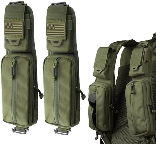 WYNEX MOLLE Zubehörtasche mit doppeltem Reißverschluss, Rucksackgurt, Schulterriemen, MOLLE-Befestigung, taktisches Zubehör, Tasche, Schulterriemen, Reißverschlusstasche, zusätzliche Handyhalterung