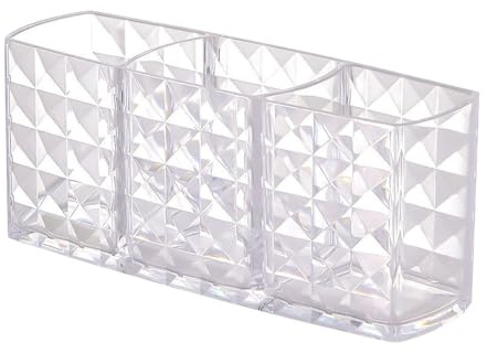 Porta-pennelli a 3 scomparti, organizer per trucchi in acrilico con cristalli acrilici, organizzatore per pennelli cosmetici, contenitore per trucchi, rossetti, profumi, accessori da toeletta