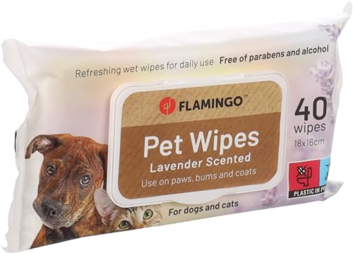 Flamingo Lingettes nettoyantes universelles Neutre Reini - 40pcs Convient aux Chiens et aux Chats - avec Parfum de Lavande - sans parabènes et sans Alcool - Nouveau Produit Populaire!