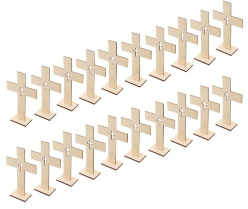 HOLIDYOYO 20 Stück Holzkreuze Zum Basteln Dekorative Unvollendete Holzkreuze Ausschnitte Formen Zuhause Tischdekoration Schild Ostern Tischdekoration Für Wohnzimmer Esszimmer Diy-Malerei