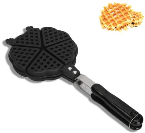 Cyrank Waffle, Double Plat D'aluminium Mini Waffle Petit-déjeuner Portable Sandwich, Grille-pain Pour La Cuisine Familiale