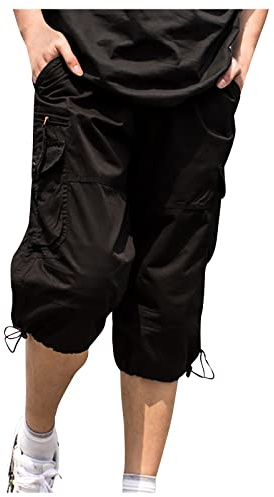 Generisch Cargohose Herren 3/4 Outdoor Hose Wanderhose Leicht Atmungsaktiv Shorts Sommer Freizeithose Mit Taschen, M-5XL