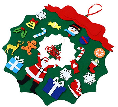 IMIKEYA Filzgirlande für Weihnachten Heimdekoration Handgefertigt Runder Wandkranz DIY-Dekoration für Feierlichkeiten