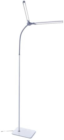 Daylight DuoPro Floor - New - 6,000K, 2,090 Lux at 30cm, Double Shade, 4 Brightness Levels, Flexible Arm, Energy Efficient, Perfect for Salons, Eyelash, Eyebrow, Tattooing, White