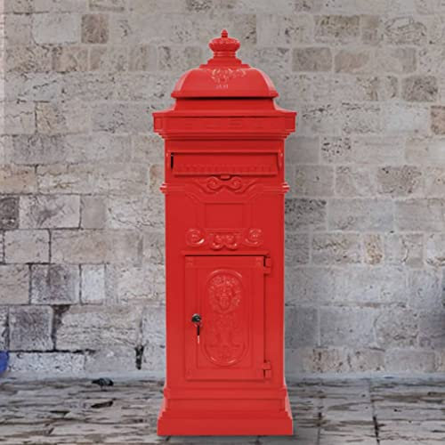 Boîte aux lettres pilier en aluminium de style vintage Rouge