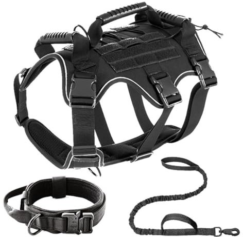 IFIKK Großes Hundegeschirr Und Halsband Set Hundegeschirr Und Leine Set Hunde Taktischer Kragen Und Leine Set