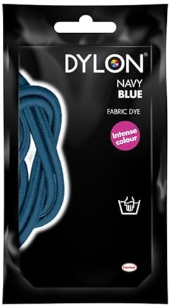 Fabric Dye Clothes Hand Wash Dye 50g Sachet Soft Furnishings and Projects Textile Permanent Color Intense Black, Navy, Grey (Navy Blue, 50 Gram)