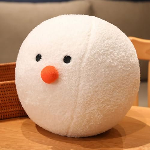 champracer Schneeball rundes Weiß Kissen 3D Ballkissen Lammwolle gefüllt Anhänger Plushies Puppe Kaninchen Haar Rundes Ballkissen Plüsch Zierkissen Dekokissen (weiß,30CM)