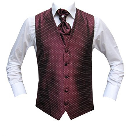 MMUGA Hochzeitwesten Set mit Plastron Bordeaux 66
