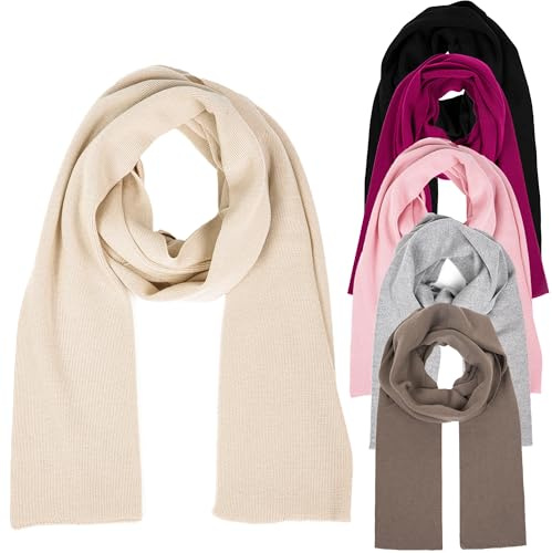 molti Schal Damen Herbst Winter Wolle langer Winterschal warm weich, mehr farbige, 204 x 24 cm (Beige)