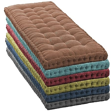 Coussin de banc intérieur/extérieur de 8 cm d'épaisseur, pour banc de jardin 2/3 places - 100/120/150 cm de long - Pour maison, terrasse, balancelle, orange, 40 x 40 cm