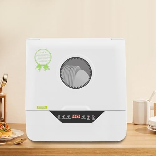 Apriltop 800W 220V Tischgeschirrspüler mit 4 Waschmodi, 6L Wassertank für Wohnungen Schlafsäle Camping, Weiß