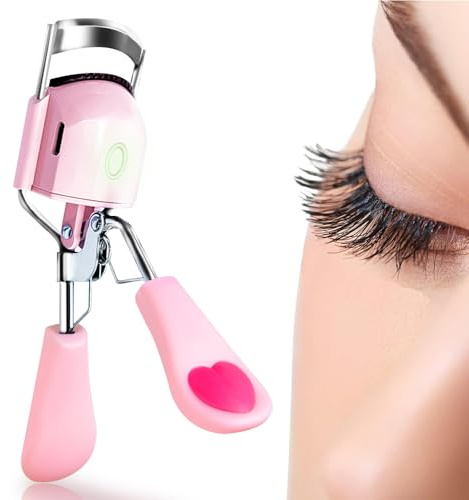 Pinkiou Heated Eyelash Curler for Women,Electric Eyelash Curler with USB Charging Temperature Adjustable Silicone Pad for Quick Heating Curler for Eyelash