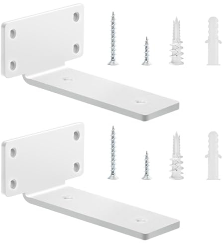 2 Stücke Regalhalterung Regalträger 15 cm, Schwerlast Regalwinkel für die Wandmontage, Schwimmende Wandregal Halterung (5mm dick) | Weiß