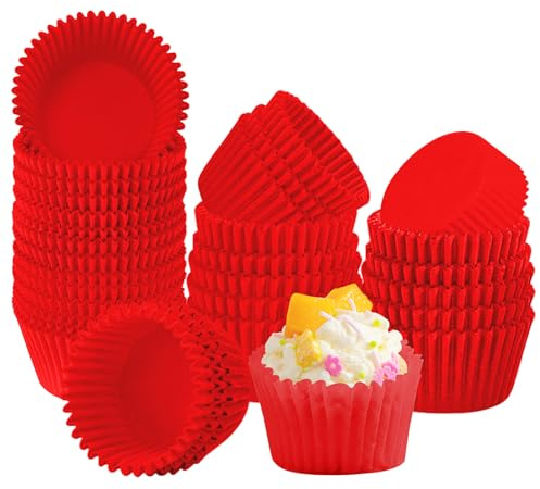 Lot de 1000 mini moules en papier pour cupcakes, petits gâteaux au fromage, mini muffins (rouge)
