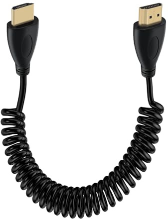 YINGAYOU Cavo HDMI Spirale prolunga HDMI Spirale High Speed Cable 4K@60Hz 10Gbps para UHD, Monitor, Portátil (Nero, 0,5–2 m)