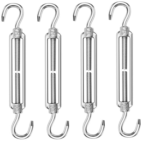 ANOMM 4 Piezas Tensores de Alambre, M6 Tensores De Acero Inoxidable, 304 Heavy Duty Tensor de Alambre Ajustables Tensor para Cables Toldos Decoración de jardines y Soporte para Plantas
