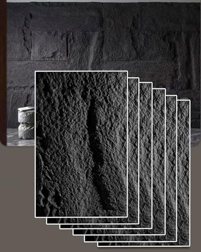 Lot de 6 panneaux muraux acoustiques, texture ciment avec motif 3D pour intérieur et extérieur, imitation pierre