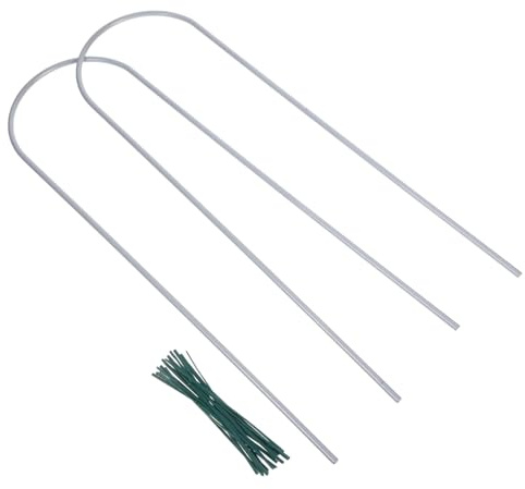 LOORGVEL Support pour Plantes Grimpantes de U avec Attaches Vertes, Lot de 2 Supports Métalliques Réutilisables pour Jardin Extérieur et Intérieur, Treillis Solide pour Fleurs et Pot de Fleurs